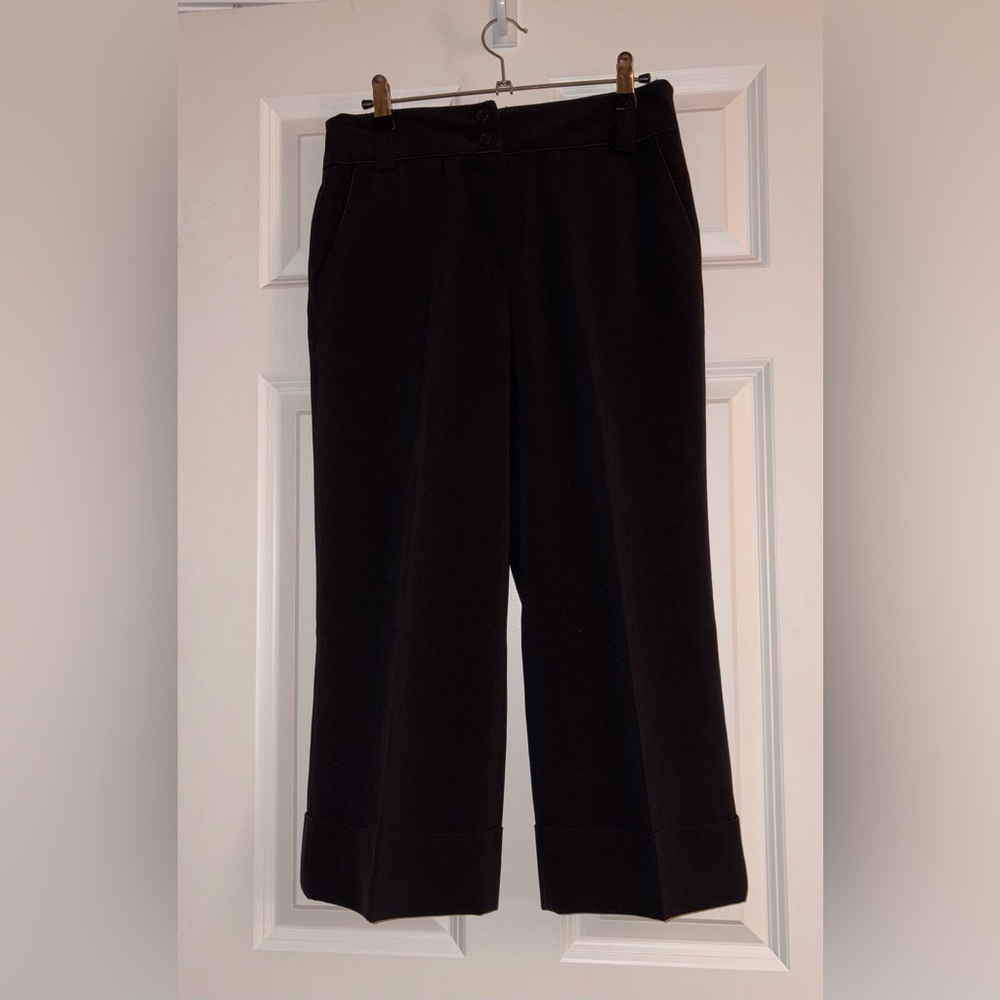 EUC Wide Leg Cropped Trousers: Cuffed, High Mid-Rise, Stretch, Vintage